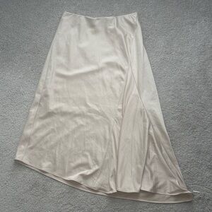 EXPRESS Beige Asymmetrical High Waist Satin Skirt Size XS